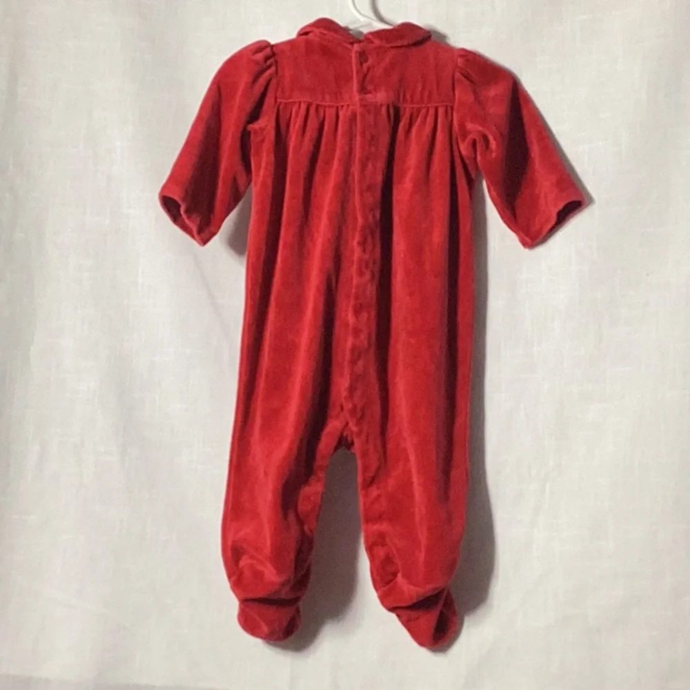 EUC Ralph Lauren red velour onesie